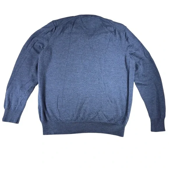 Jos A Bank Traveler Merino Wool V-Neck Sweater Mens Large Blue - Picture 5 of 6